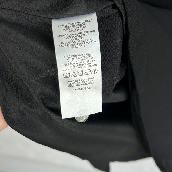 LOFT size 14 Tall black dress side ruched chiffon short sleeve v-neck side zip - Picture 14 of 14